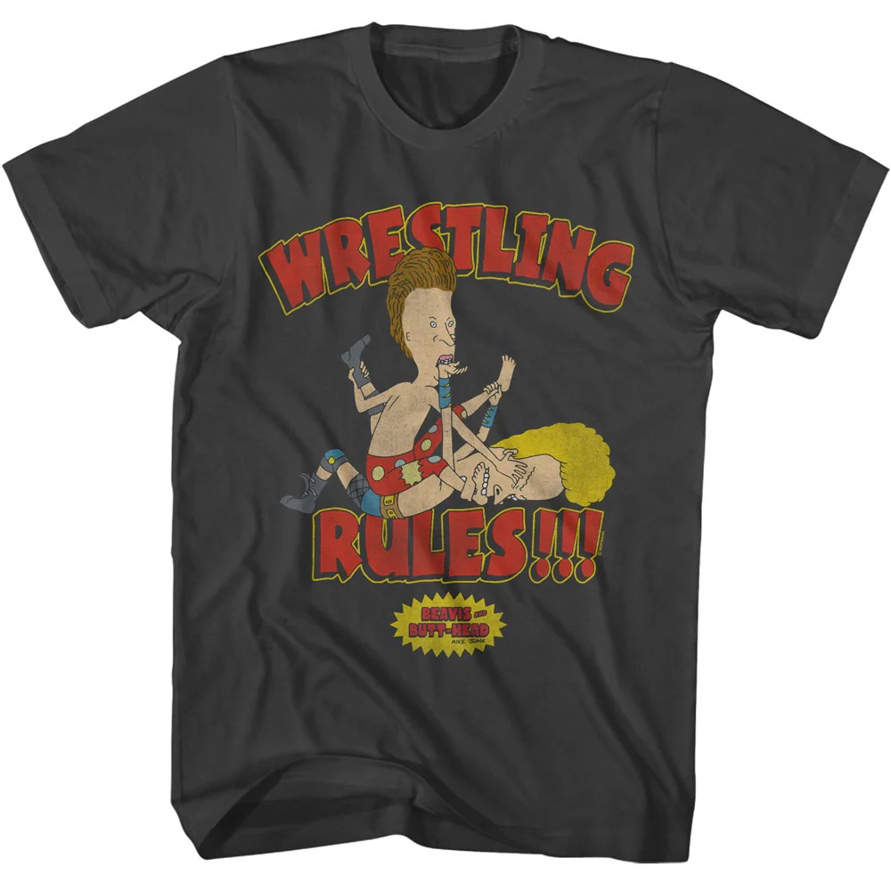 BEAVIS AND BUTTHEAD SHIRT WRESTLING RULES SMOKE GREY/RED
