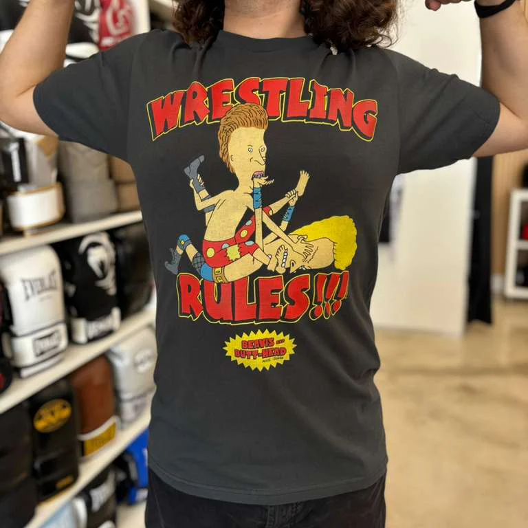 BEAVIS AND BUTTHEAD SHIRT WRESTLING RULES SMOKE GREY/RED - Image 2