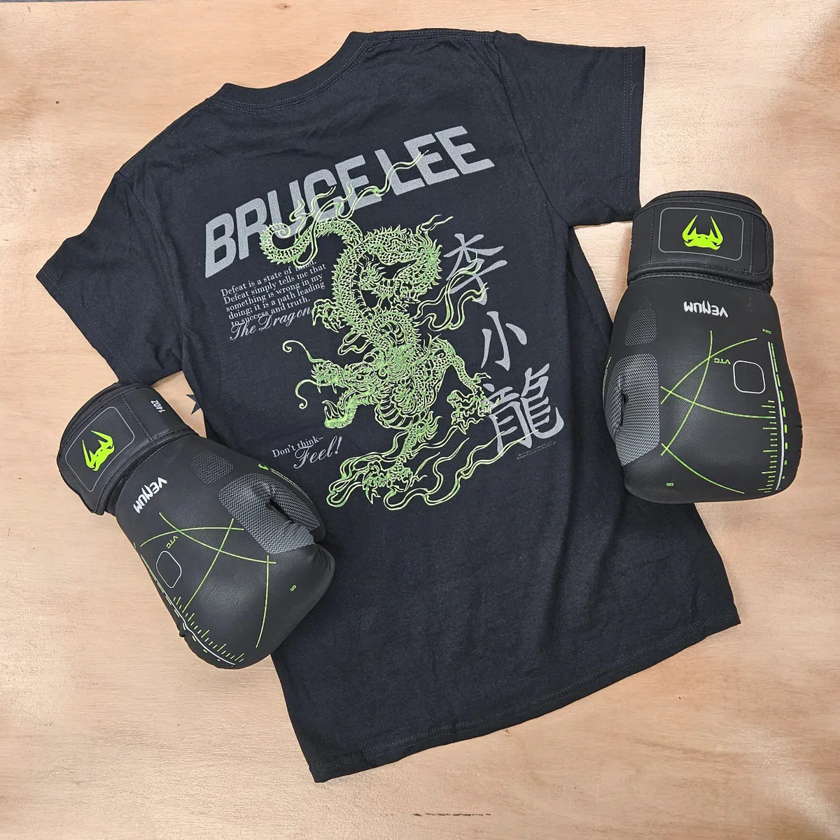 BRUCE LEE SHIRT CLASSIC DRAGON BLACK/GREEN - Image 3