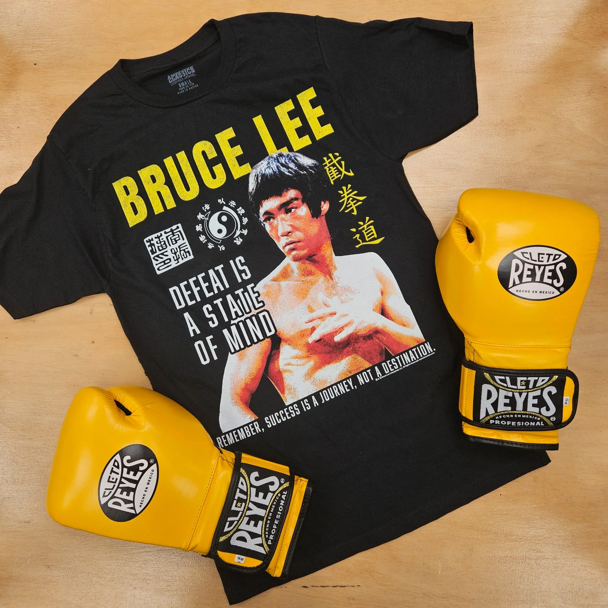 BRUCE LEE SHIRT DEFEAT IS A STATE OF MIND BLACK/YELLOW - Image 2