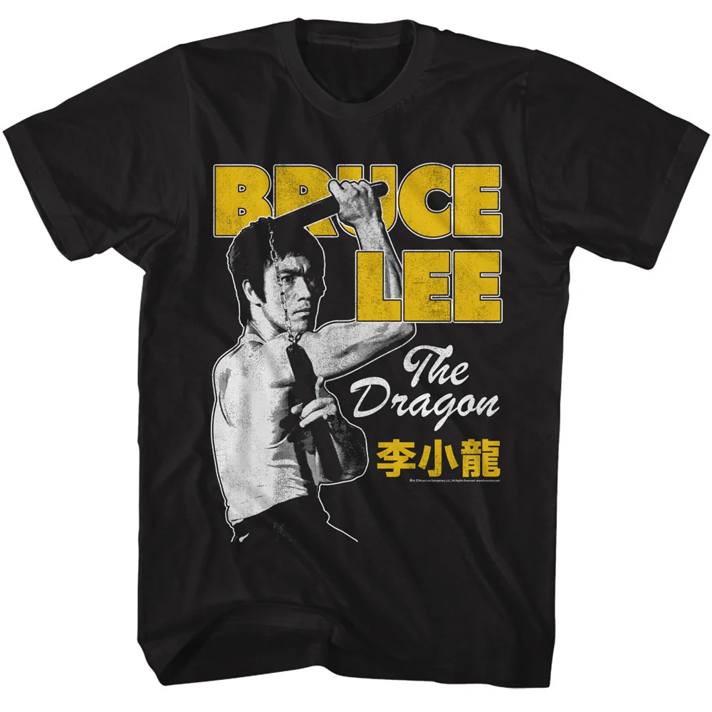 BRUCE LEE SHIRT NUNCHUCK THE DRAGON BLACK/YELLOW