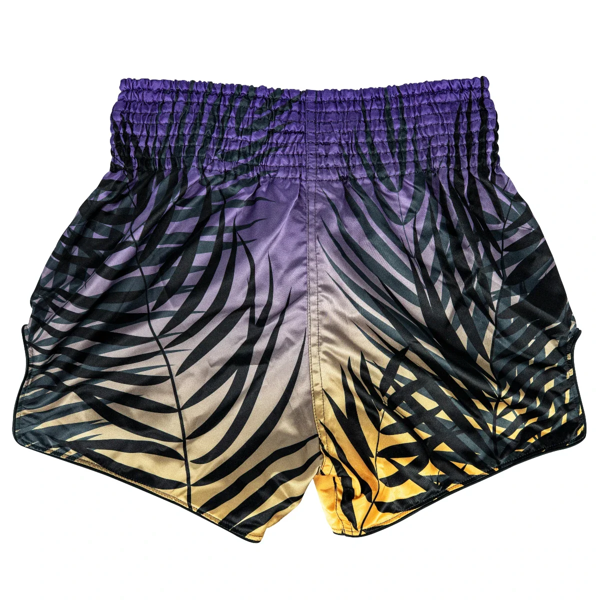 FAIRTEX THAI SHORTS SLIM CUT SATIN DAWN PURPLE/YELLOW - Image 3