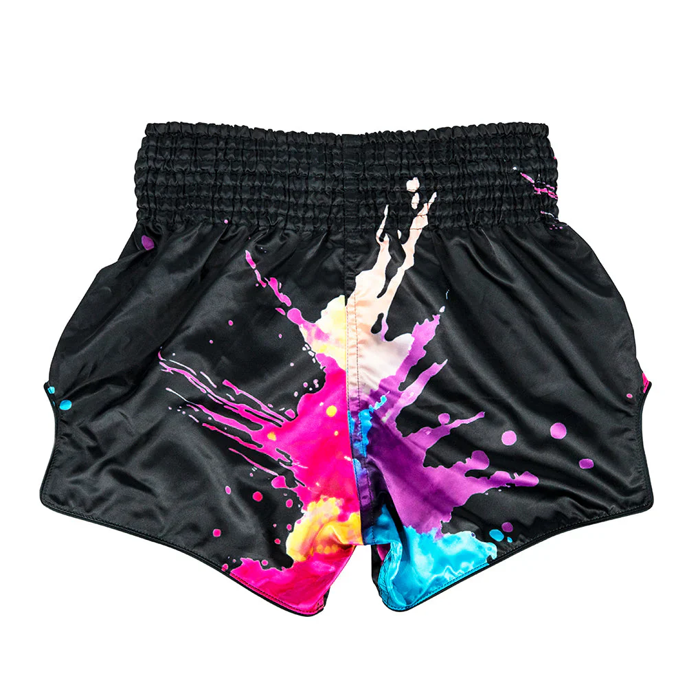 FAIRTEX THAI SHORTS SLIM CUT SATIN FUNKY SPLASH MULTICOLOR - Image 3