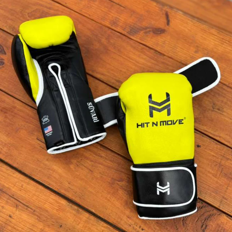 HIT N MOVE GLOVES HORSE HAIR SUVARI HOOK & LOOP YELLOW /BLACK - Image 2