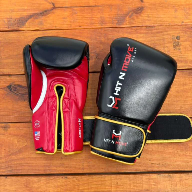 HIT N MOVE GLOVES PRO AGILITY  HOOK & LOOP BLACK /RED - Image 2