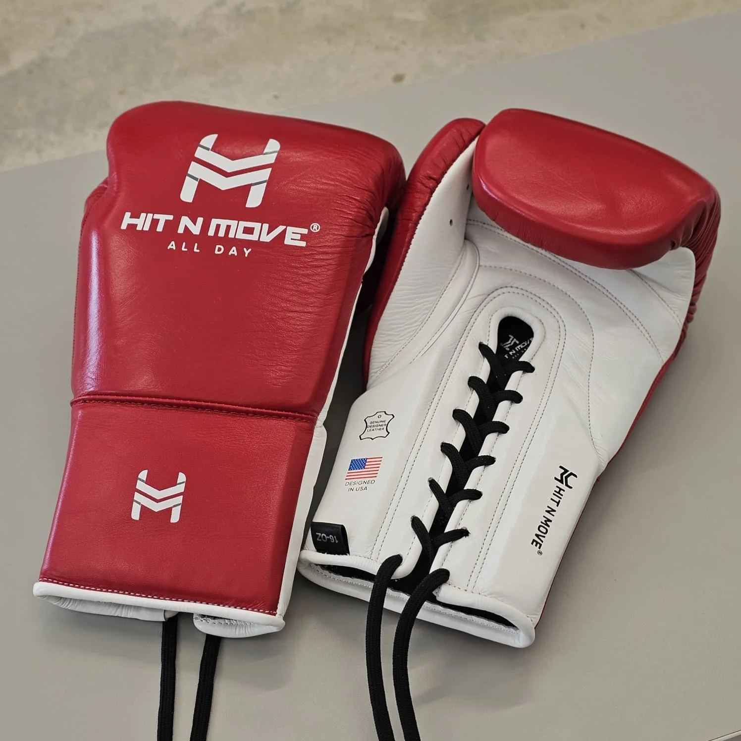 HIT N MOVE GLOVES PRO AGILITY LACE UP RED/WHITE - Image 2