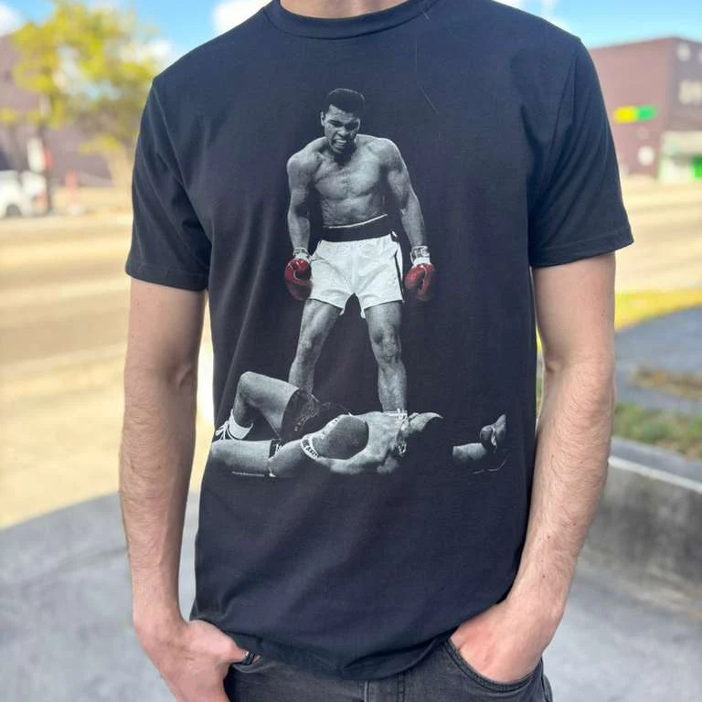MUHAMMAD ALI SHIRT GET UP AND FIGHT BLACK - Image 2