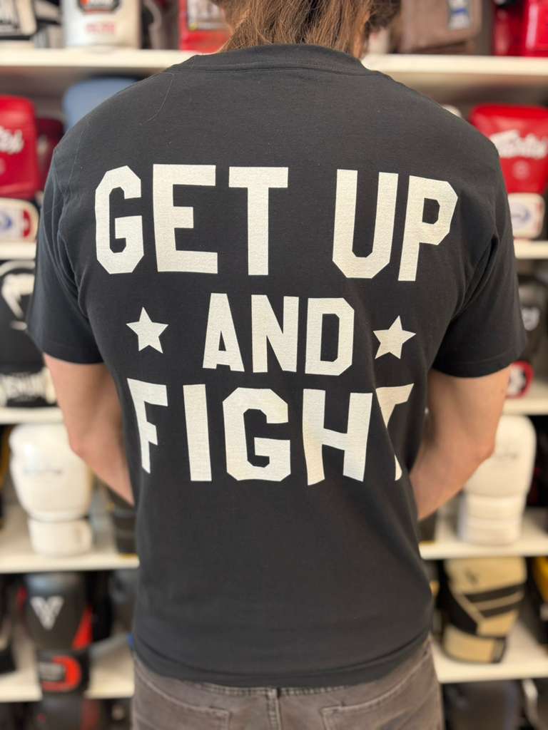 MUHAMMAD ALI SHIRT GET UP AND FIGHT BLACK - Image 3