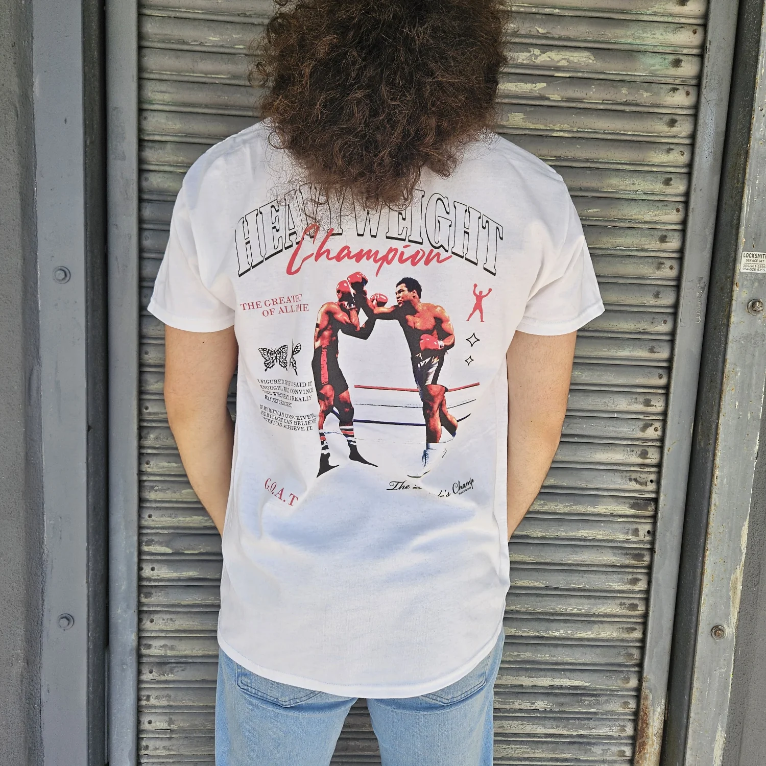 MUHAMMAD ALI SHIRT THE PEOPLE'S CHAMP WHITE/RED - Image 3