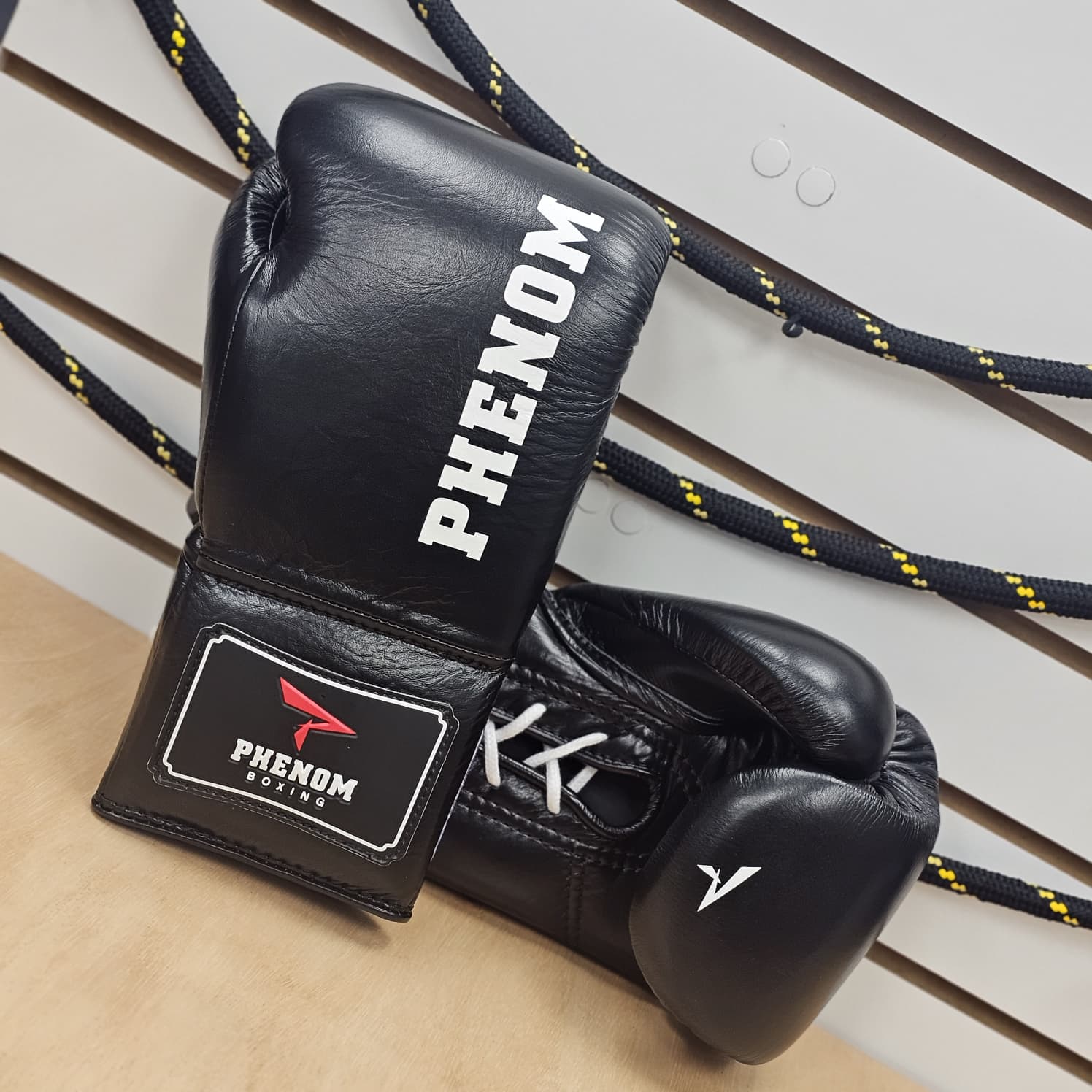 PHENOM BOXING FIGHT GLOVES XDF-210 LACE BLACK - Image 2