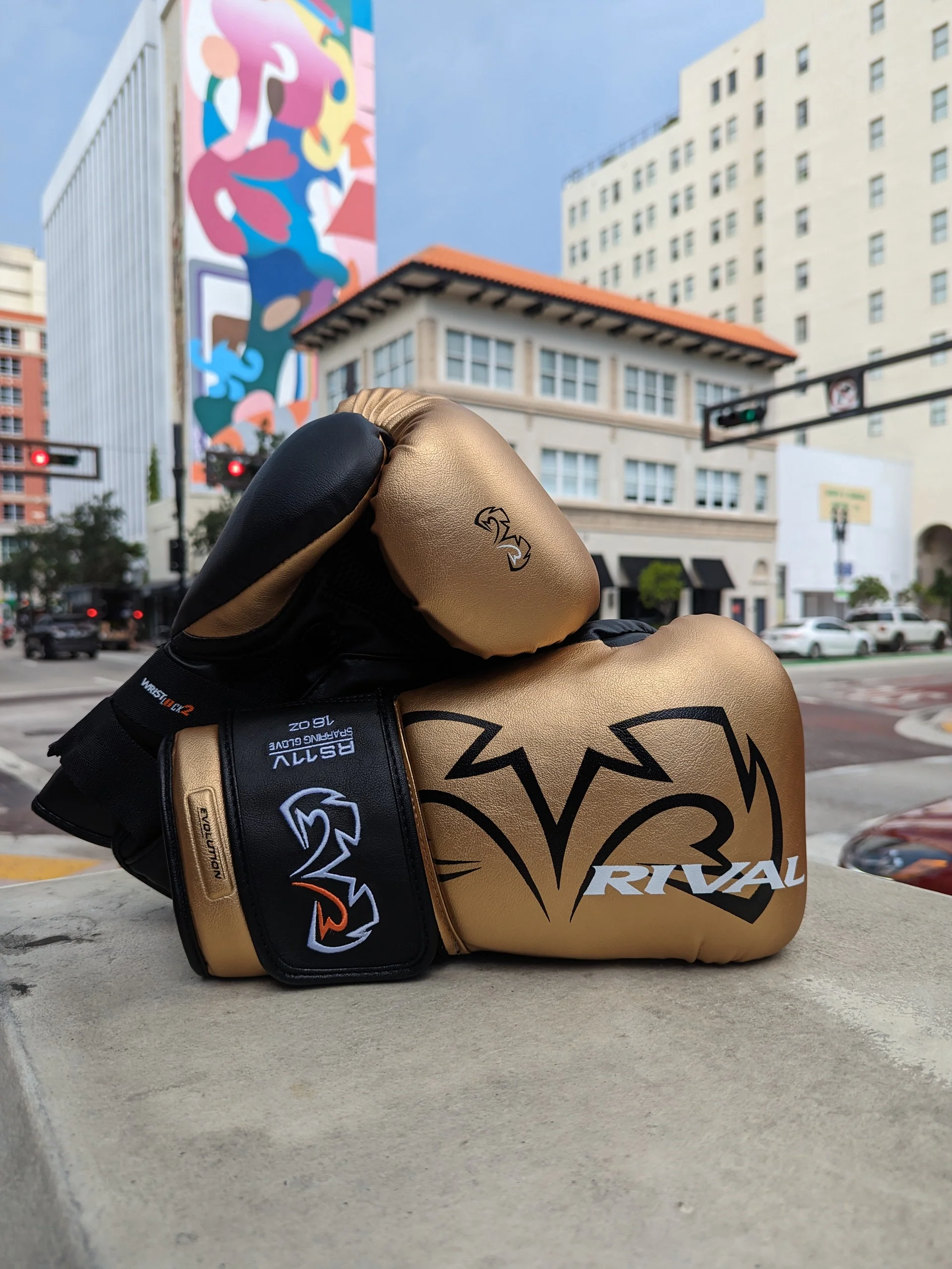 RIVAL GLOVES RS11V BOXING HOOK AND LOOP GOLD/BLACK - Image 2