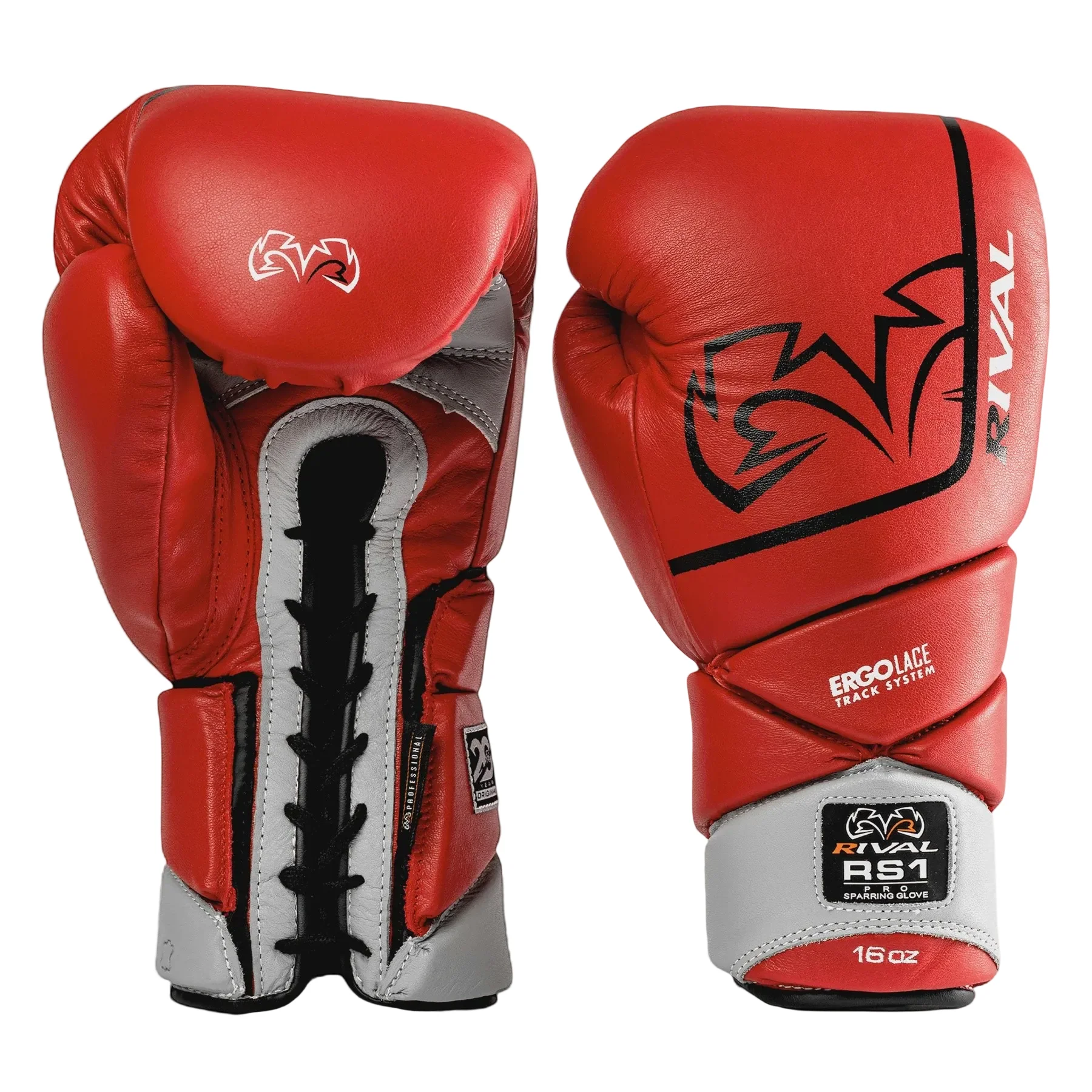 RIVAL GLOVES RS1 V2 BOXING LEATHER EDITION LACE RED/GREY