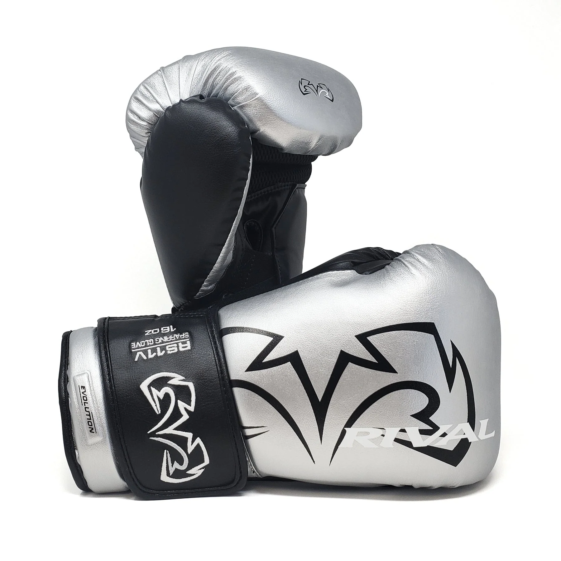 RIVAL GLOVES RS11V BOXING HOOK AND LOOP SILVER BLACK - Image 3