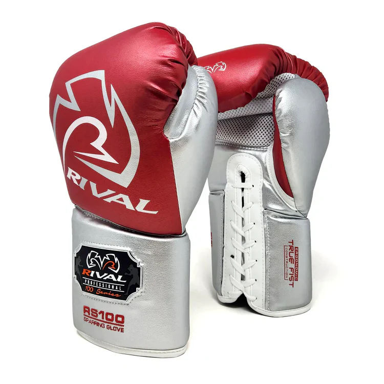 RIVAL GLOVES LACE RS100 LIMITED EDITION RED/SILVER - Image 4