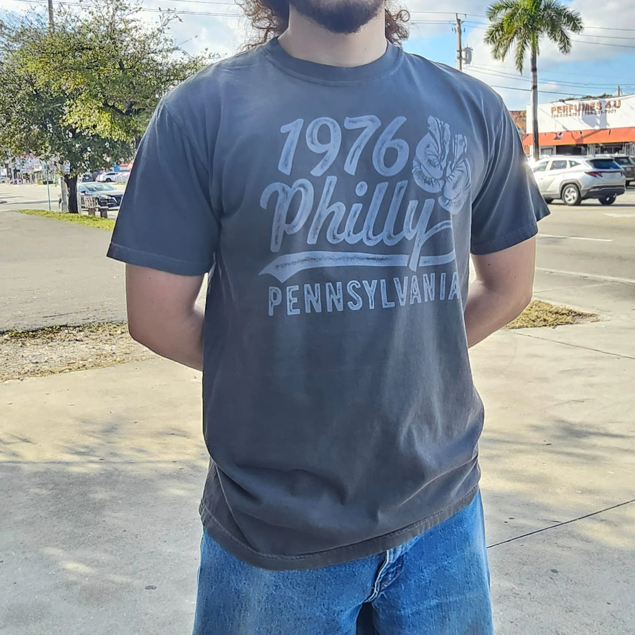 ROCKY SHIRT 1976 PHILLY BOXING VINTAGE GREY - Image 2