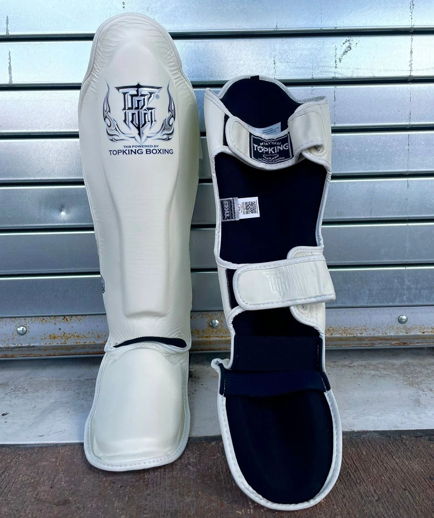 TOP KING SHINGUARDS LEATHER CLASSIC  WHITE - Image 2