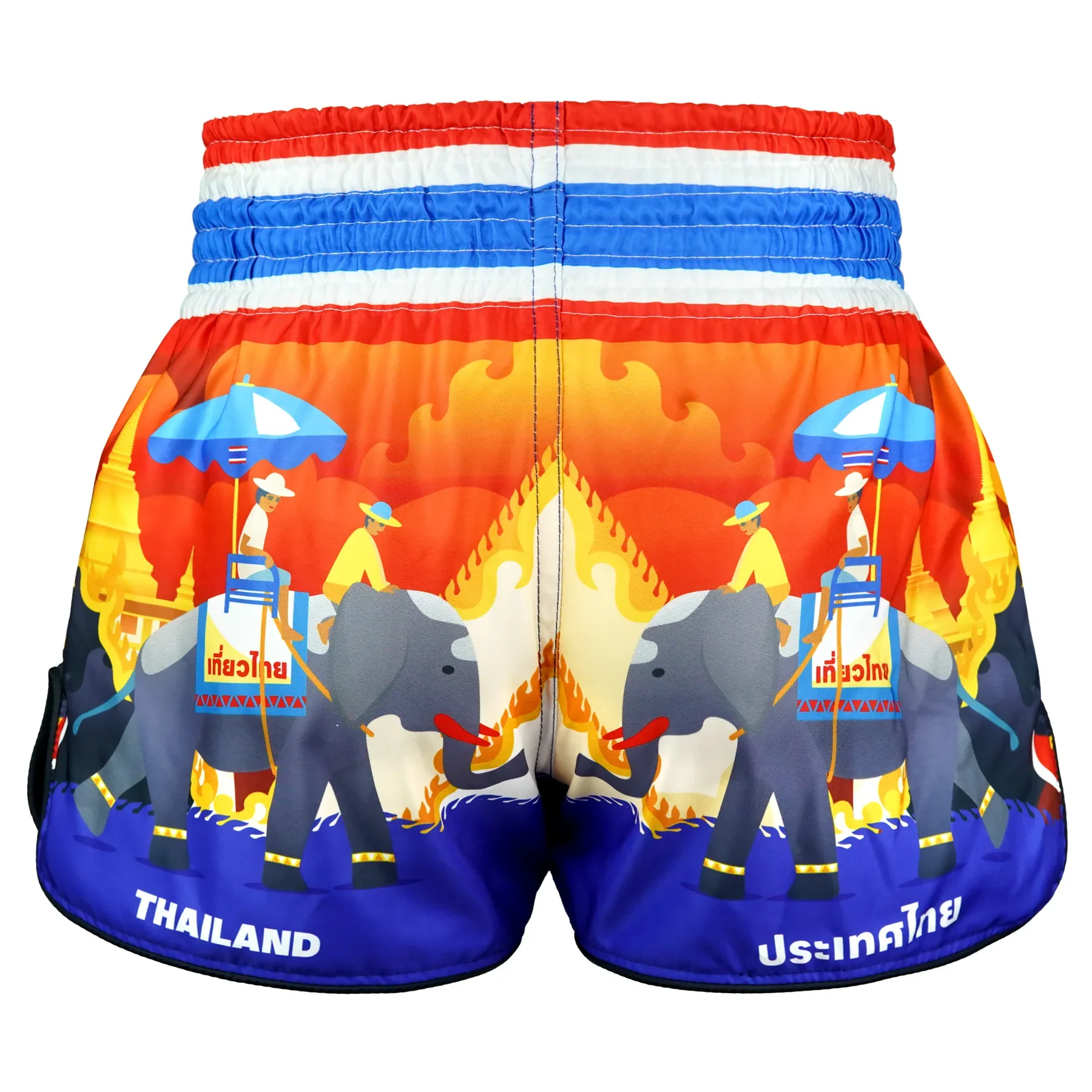 TUFF MUAY THAI SHORTS HIGH CUT RETRO SIAM IN MOTION RED/BLUE - Image 3