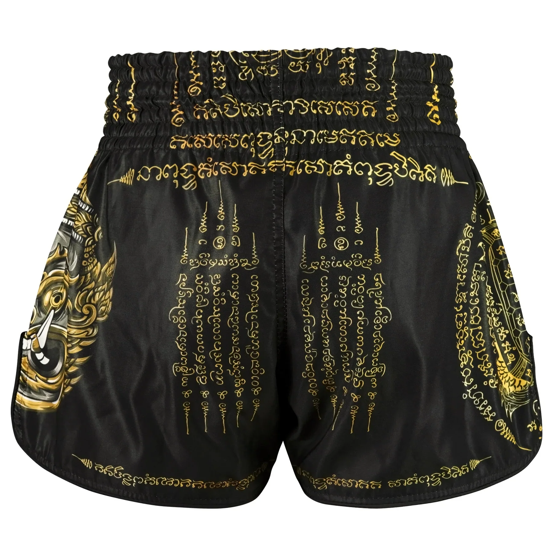 TUFF MUAY THAI SHORTS HIGH CUT RETRO YAKSA THAI SCRIPT BLACK - Image 3
