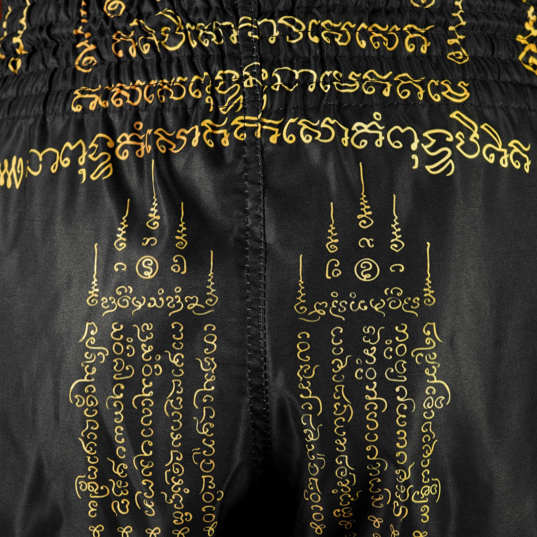 TUFF MUAY THAI SHORTS HIGH CUT RETRO YAKSA THAI SCRIPT BLACK - Image 4