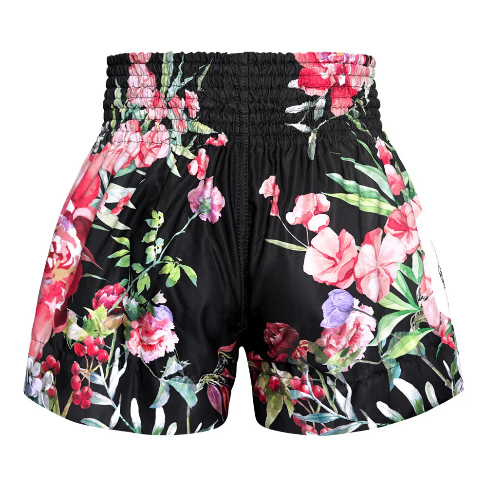 TUFF MUAY THAI SHORTS ROSE WILD THORNS BLACK/PINK - Image 3