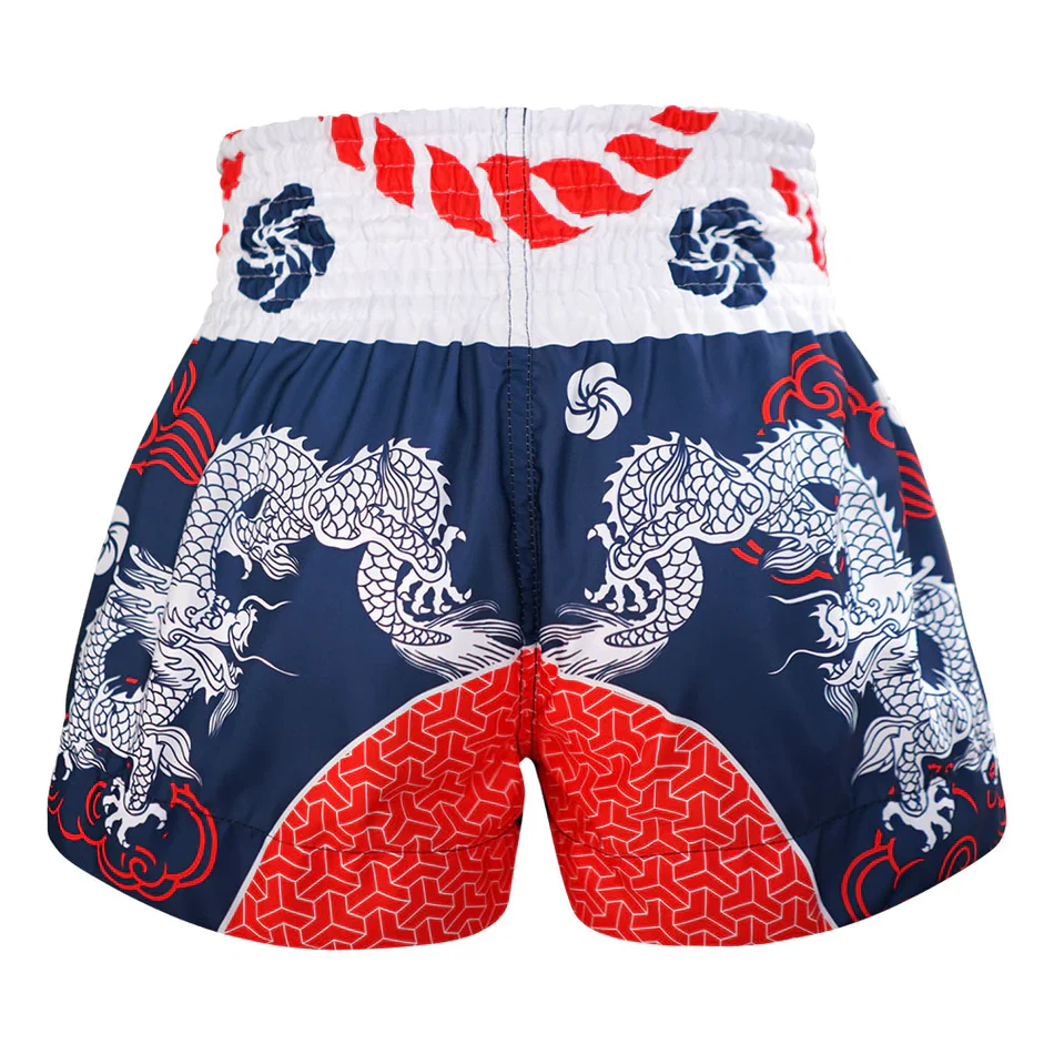 TUFF MUAY THAI SHORTS SAMURAI BLUE/RED/WHITE - Image 3