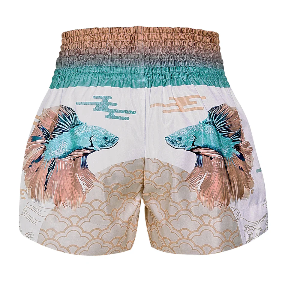 TUFF MUAY THAI SHORTS SUPER DELTA WHITE/PINK/BLUE - Image 3