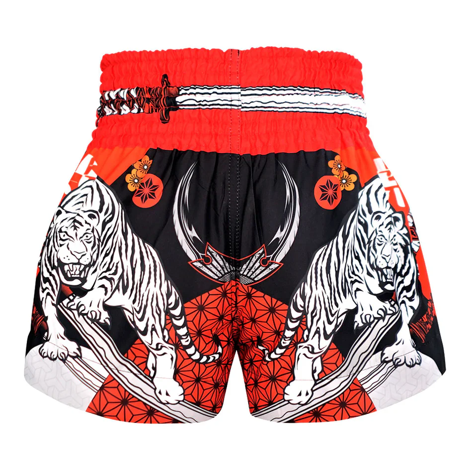 TUFF MUAY THAI SHORTS TORA SAMURAI BLACK/RED - Image 3