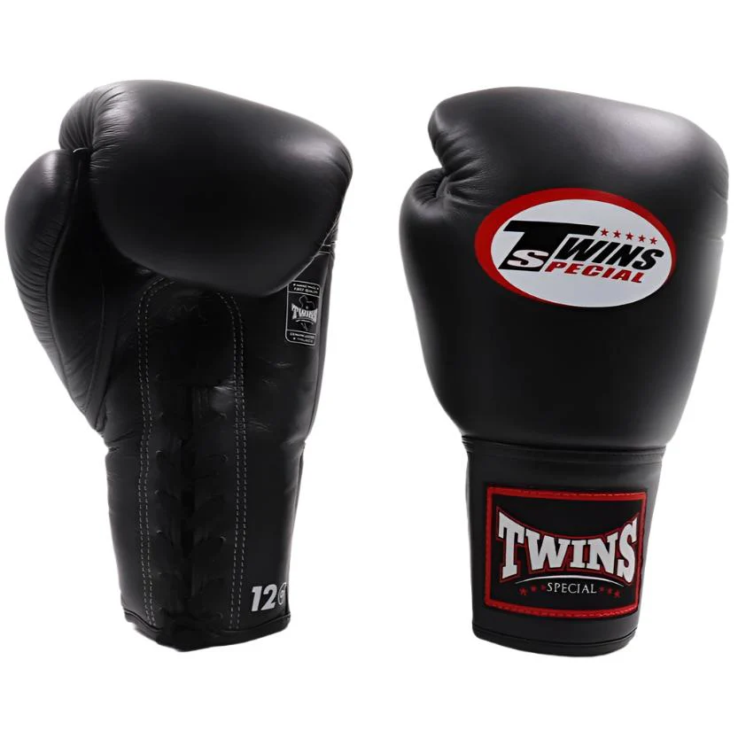 TWINS GLOVES LEATHER LACE BLACK