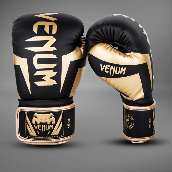 VENUM GLOVES ELITE BOXING BLACK/GOLD - Image 2