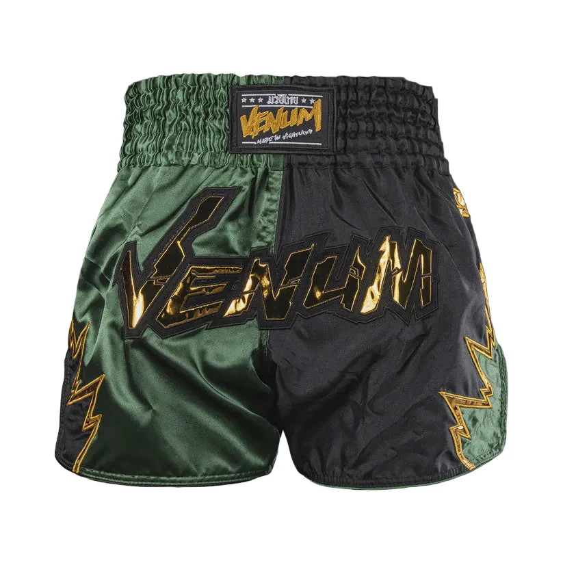 VENUM THAI SHORTS INFERNO 2.0 BLACK/GREEN KHAKI