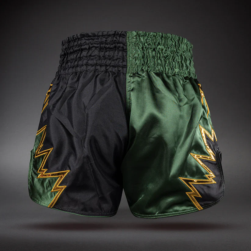 VENUM THAI SHORTS INFERNO 2.0 BLACK/GREEN KHAKI - Image 2