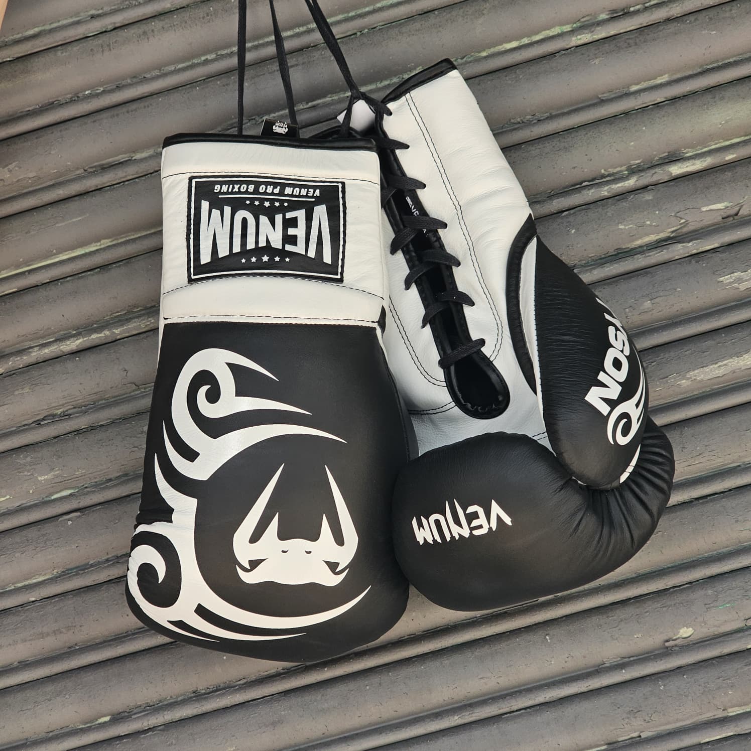 VENUM X MIKE TYSON GLOVES PRO GIANT 2.0 LACE BLACK/WHITE - Image 2