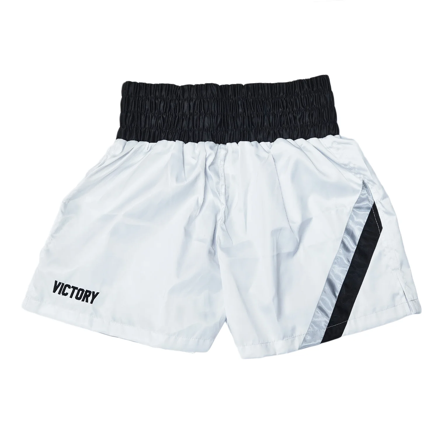VICTORY BOXING SHORTS SAVAGE HYBRID WHITE/BLACK/SILVER - Image 3