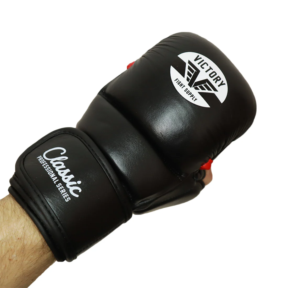 VICTORY MMA GLOVES SPARRING CLASSIC LEATHER BLACK/WHITE - Image 4