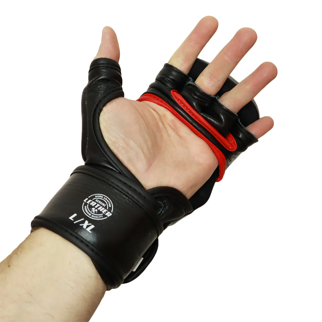 VICTORY MMA GLOVES SPARRING CLASSIC LEATHER BLACK/WHITE - Image 5