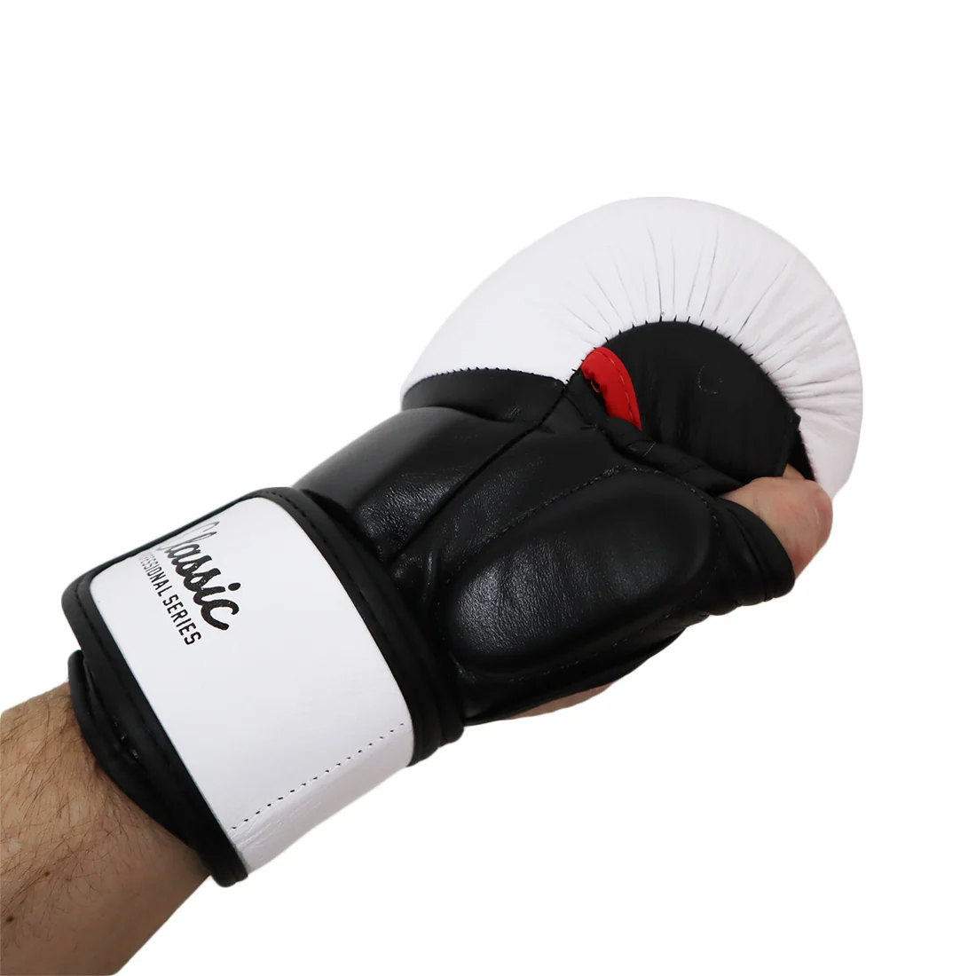 VICTORY MMA GLOVES SPARRING CLASSIC LEATHER WHITE/BLACK - Image 3