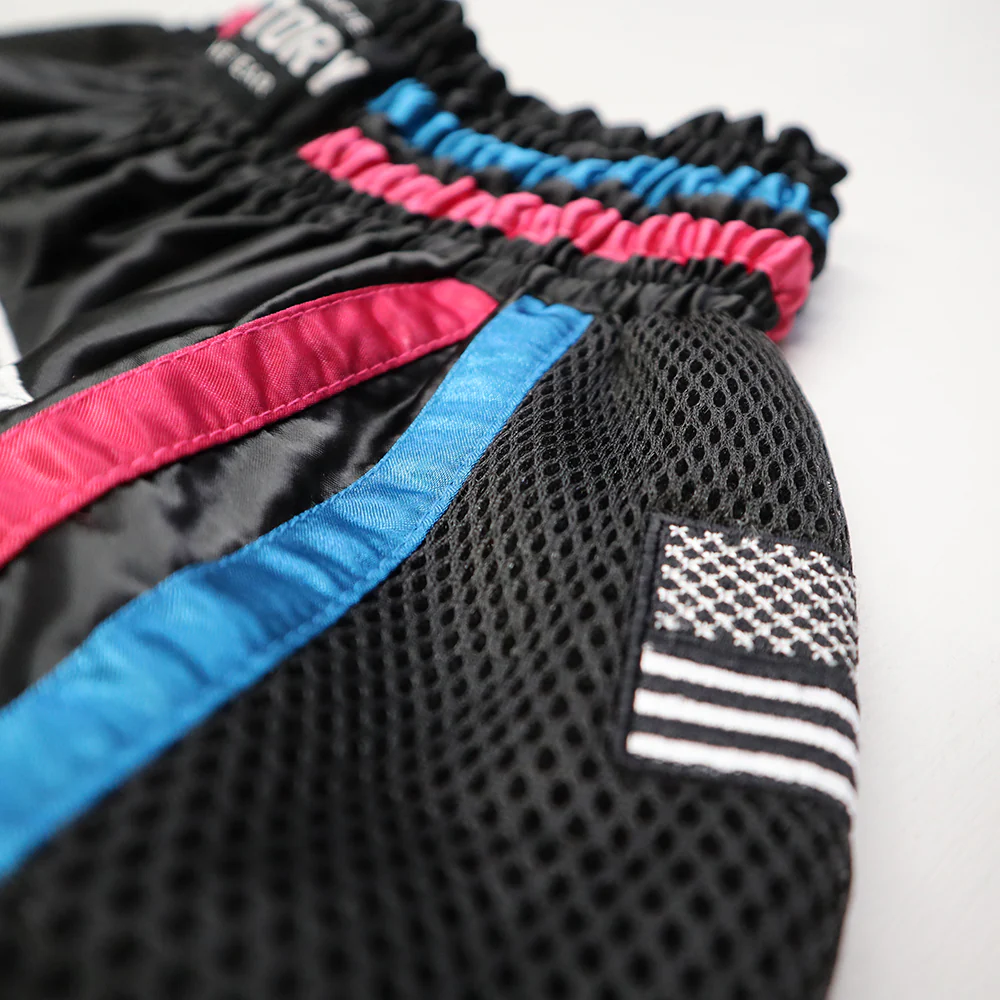 VICTORY MUAY THAI SHORTS MIAMI VICE V2 BLACK/BLUE/PINK - Image 4
