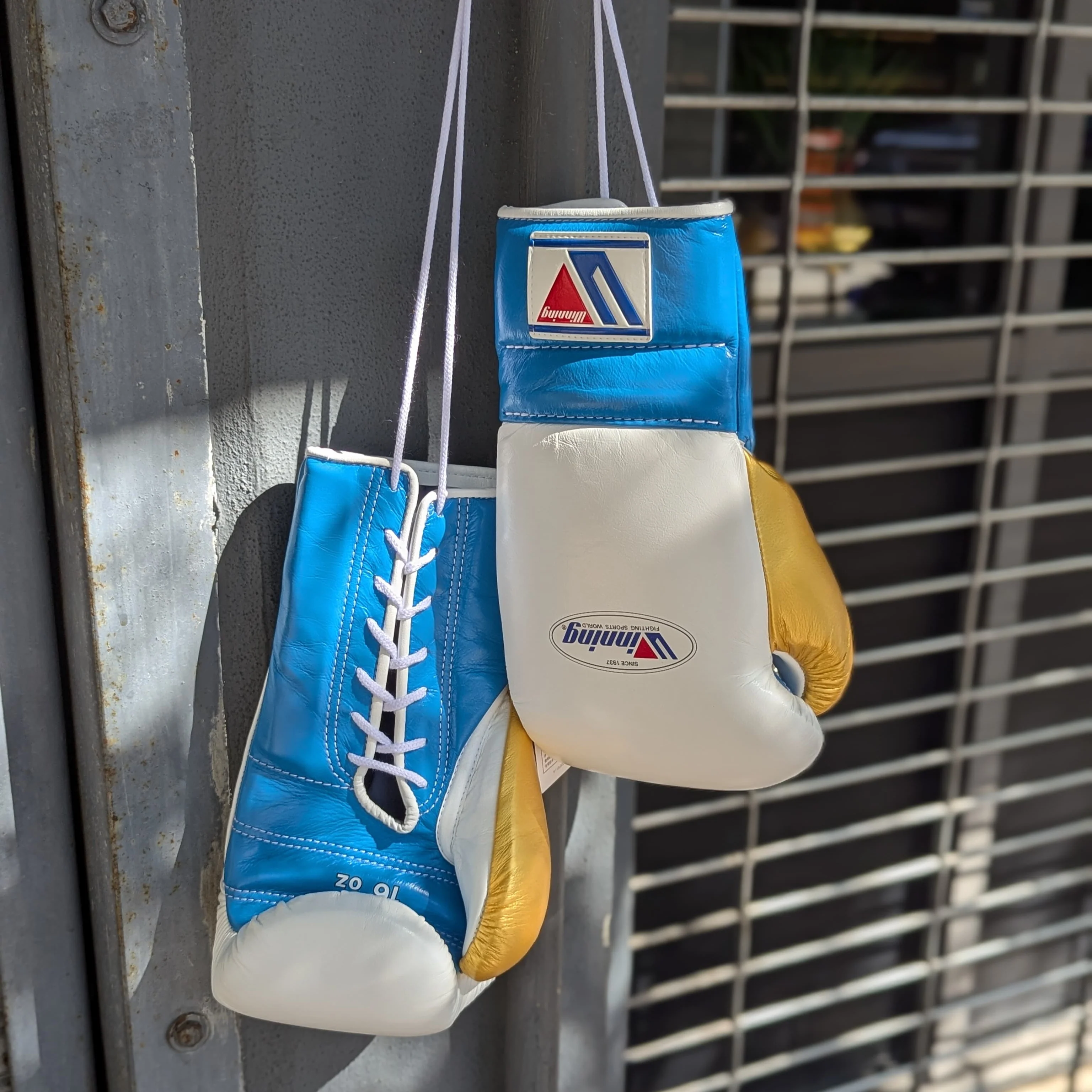 WINNING GLOVES CUSTOM LACE WHITE/ SKY BLUE/GOLD - Image 2