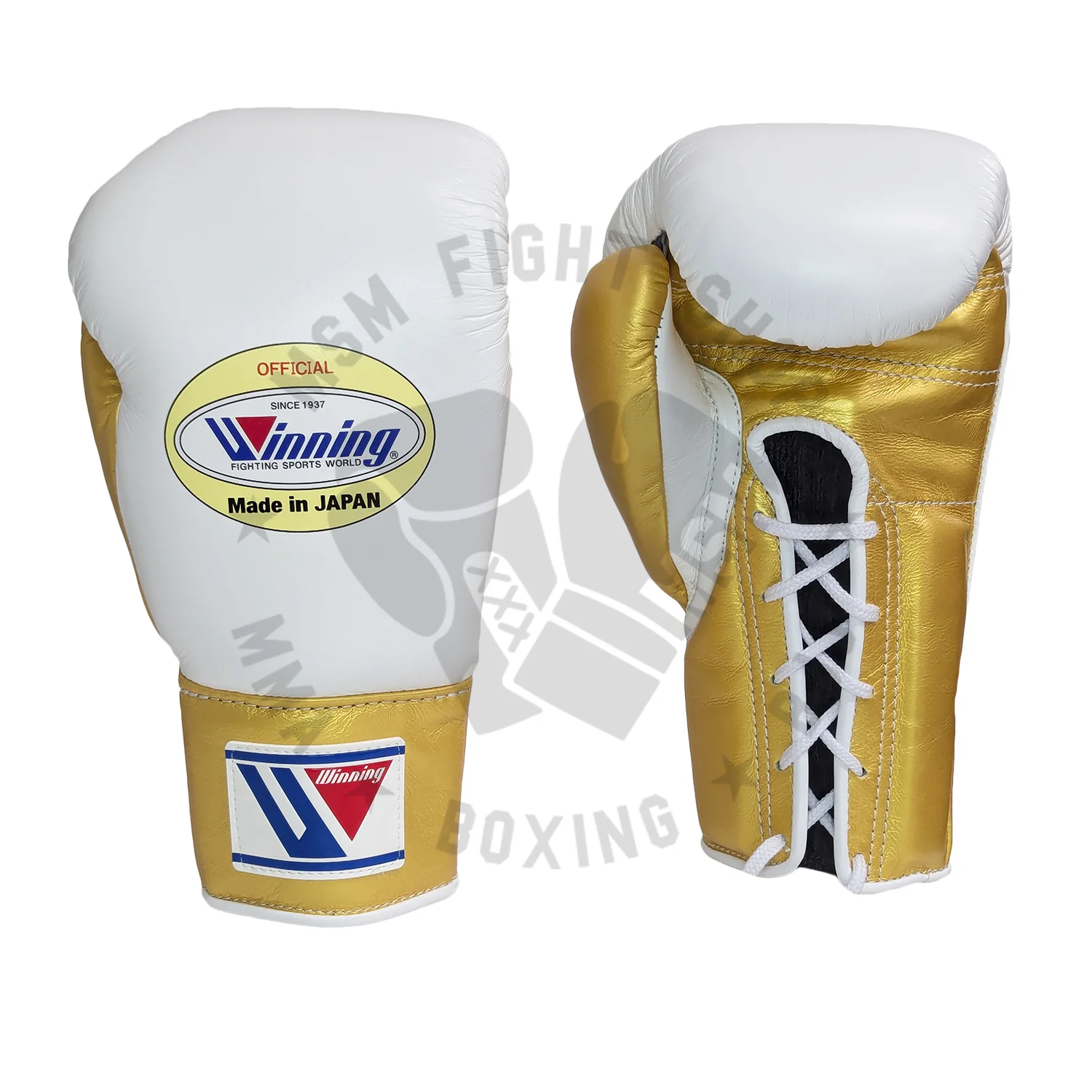 WINNING GLOVES PRO FIGHT CUSTOM LACE UP WHITE / GOLD