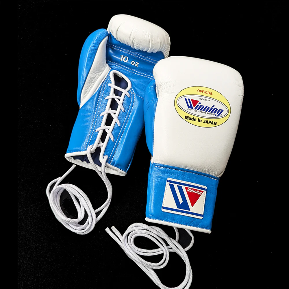 WINNING GLOVES PRO FIGHT CUSTOM LACE UP WHITE/  SKY BLUE - Image 2